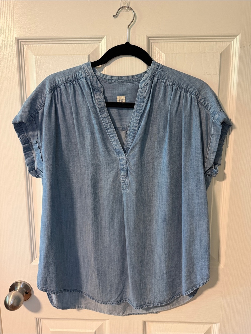 GAP Light Denim V-Neck Tunic Top